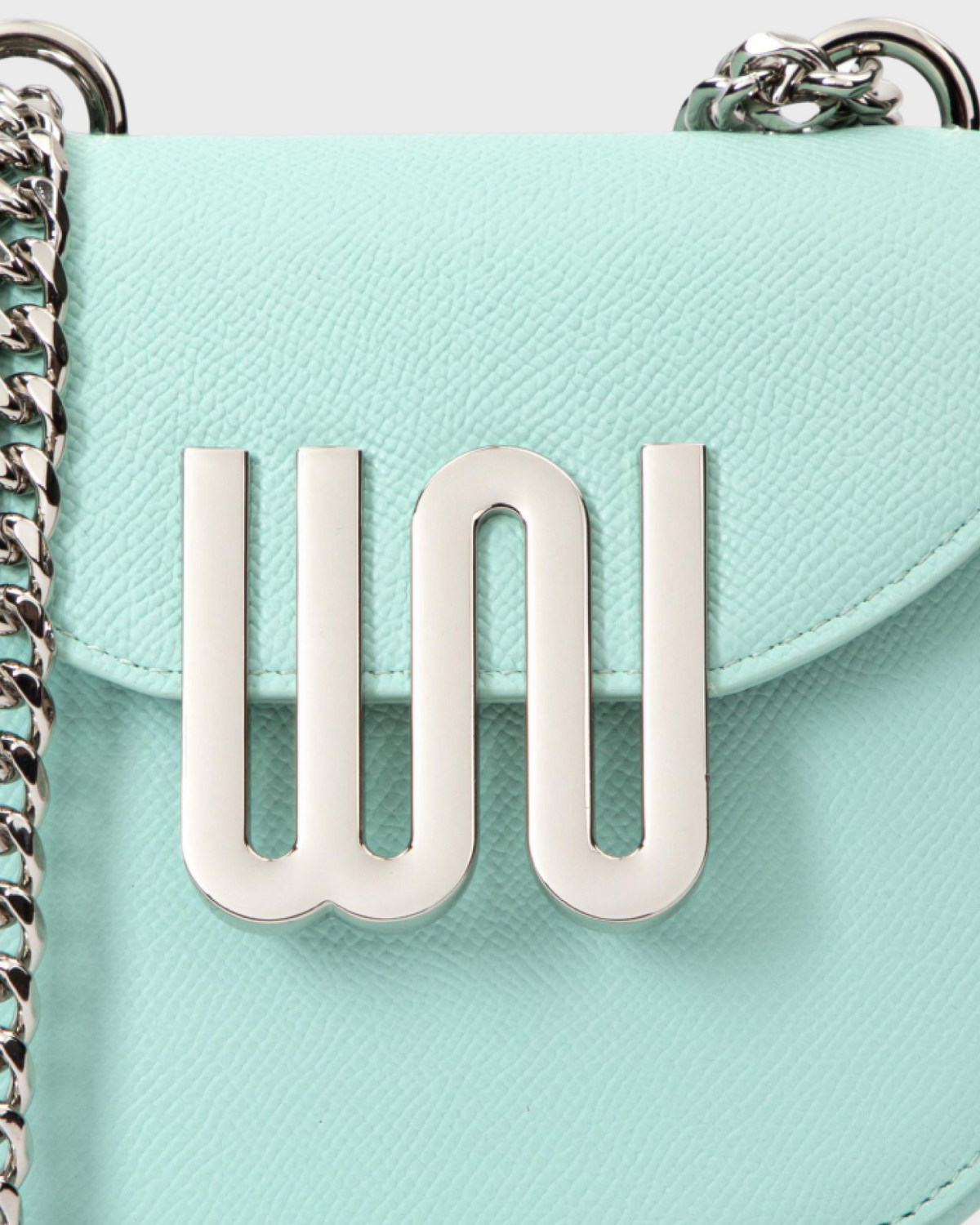 White Noise The Label Citrine Mint, WN logo hardware close-up