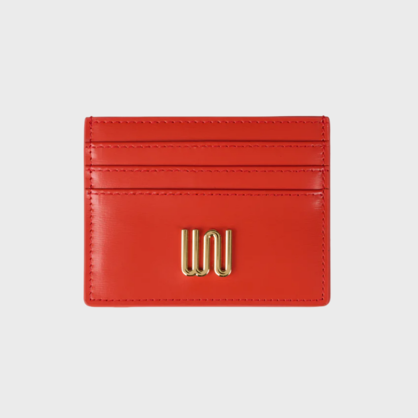 Moonstone Neon Flare card holder in coral-red leather