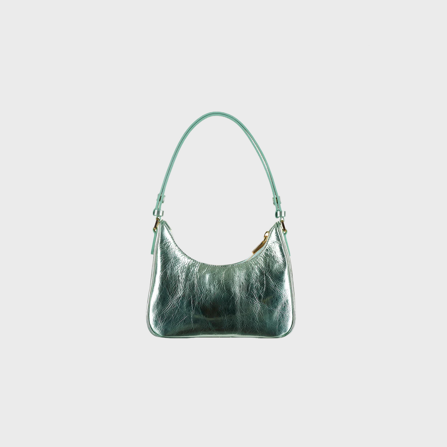 Onyx Pistachio hobo bag in glossy patent leather