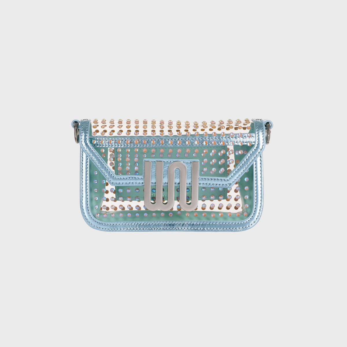 Amber Frost crossbody bag in soft frost leather with iridescent crystal embellishment