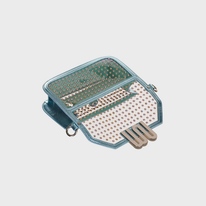 Amber Aqua crossbody bag in soft aqua leather