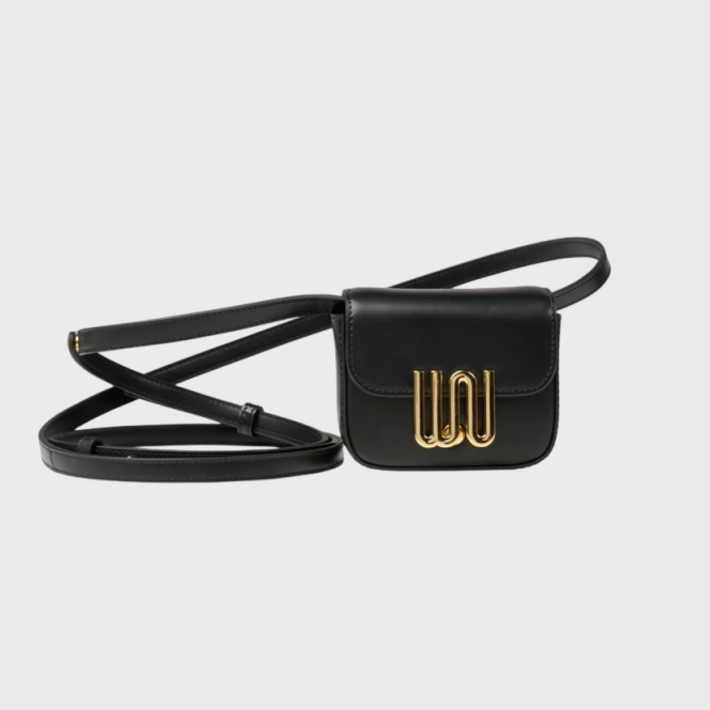 Agate Noir belt bag in matte black leather