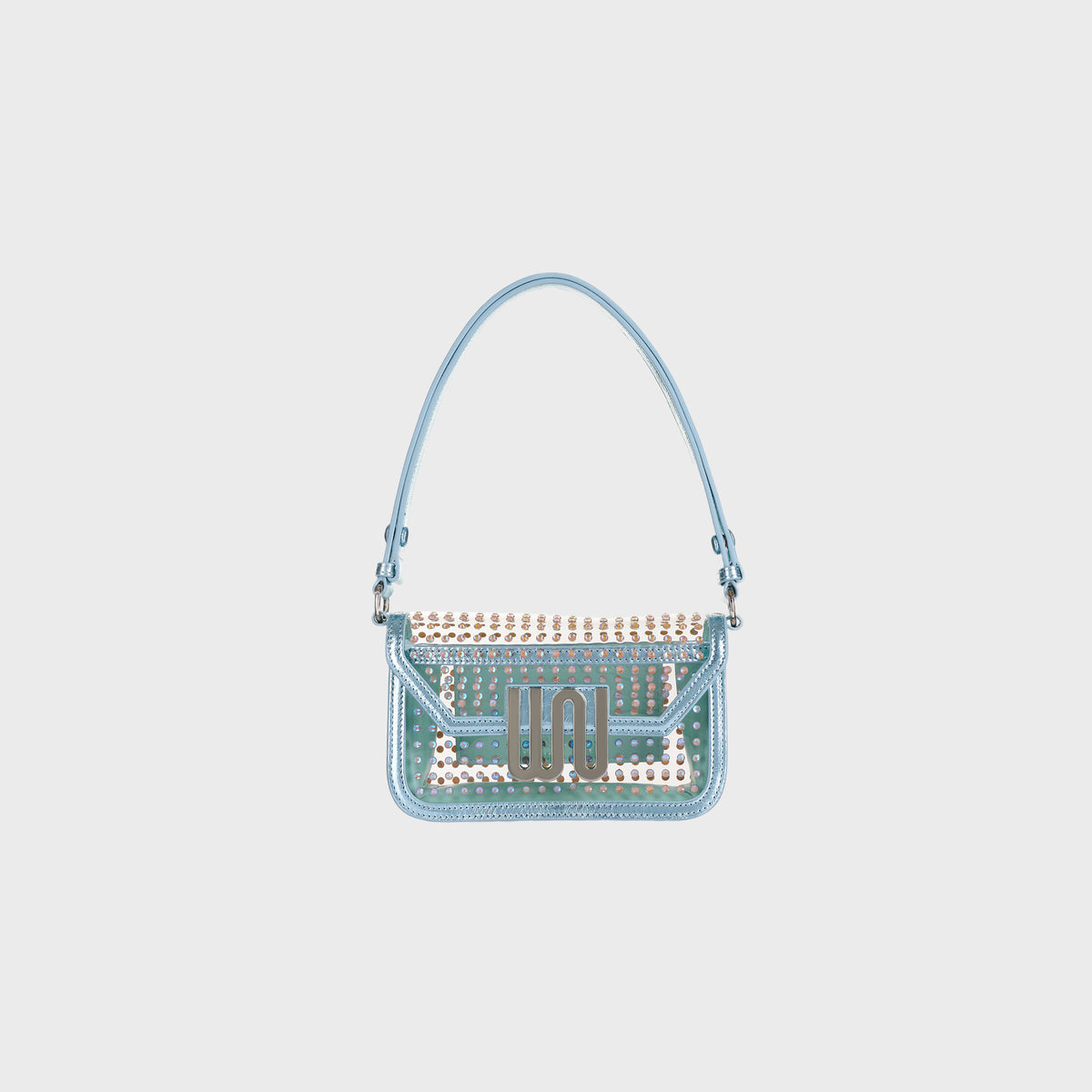 Amber Frost crossbody bag in soft frost leather with iridescent crystal embellishment