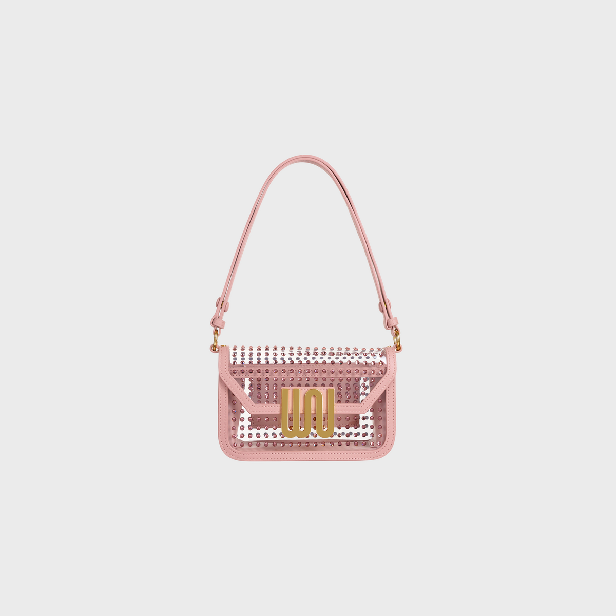 Amber Rose crossbody bag in soft rose leather with crystal embellishments