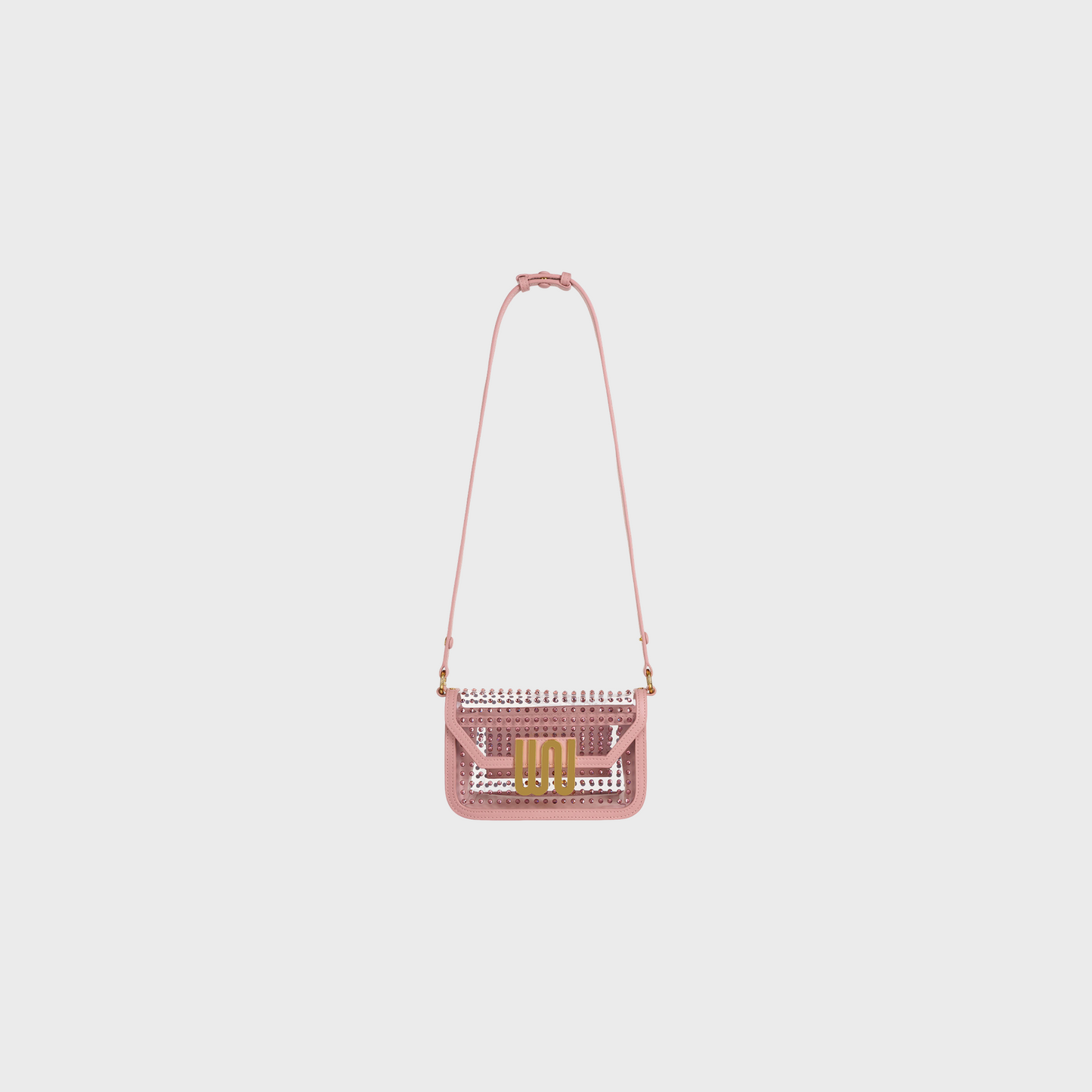 Amber Rose crossbody bag in soft rose leather with crystal embellishments