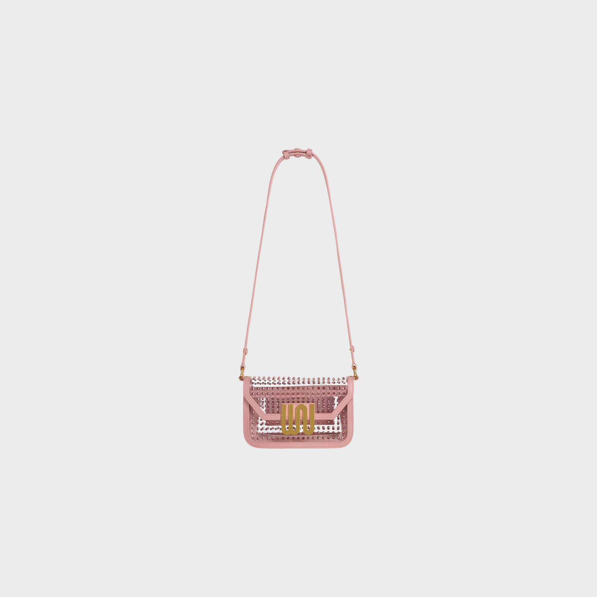 Amber Rose crossbody bag in soft rose leather with crystal embellishments