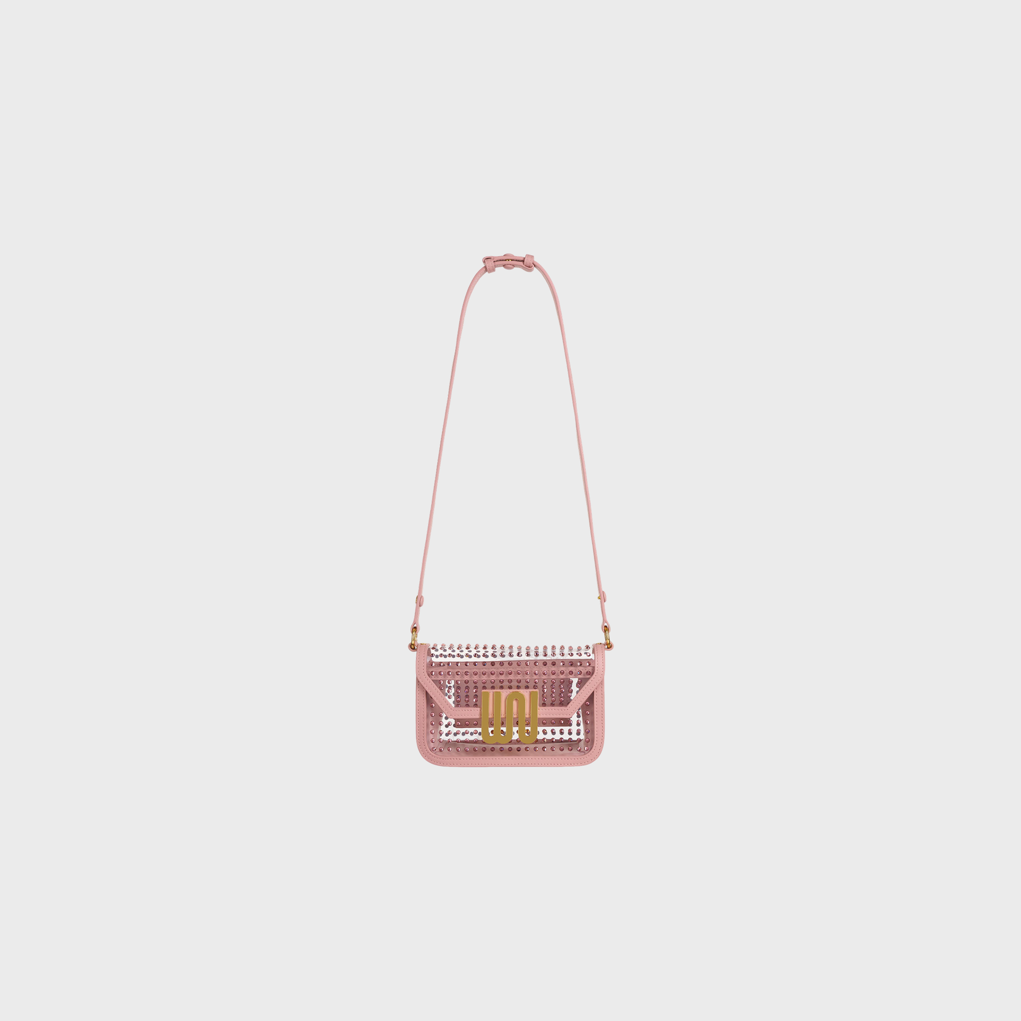 Amber Rose crossbody bag in soft rose leather with crystal embellishments
