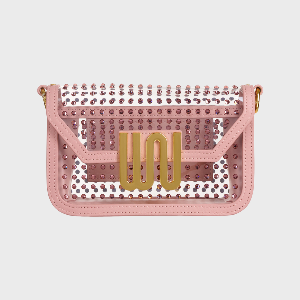Amber Rose crossbody bag in soft rose leather with crystal embellishments
