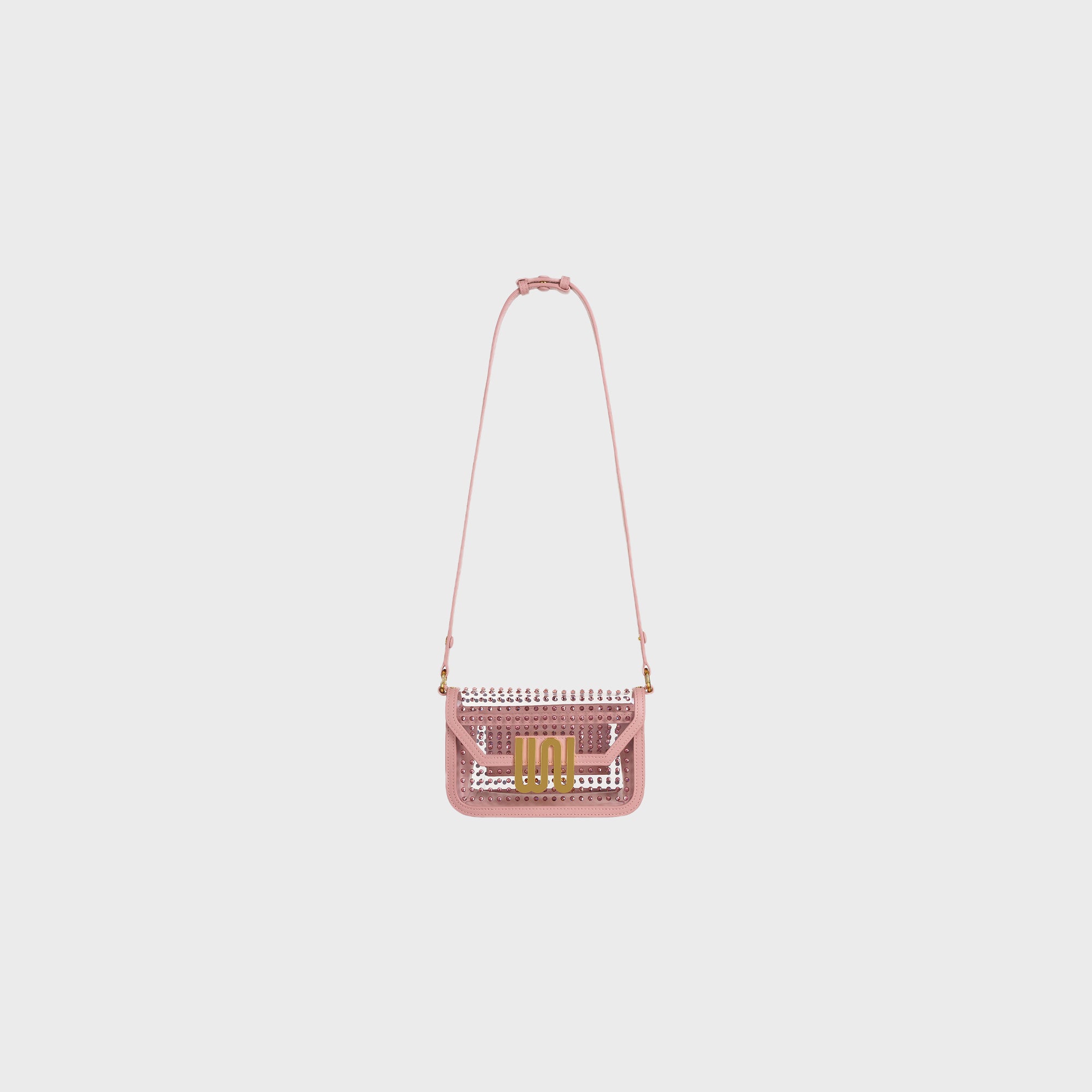 Amber Rose crossbody bag in soft rose leather with crystal 