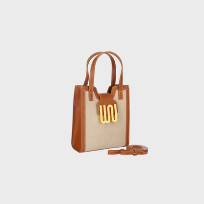 Azurite Honey tote in canvas with caramel leather