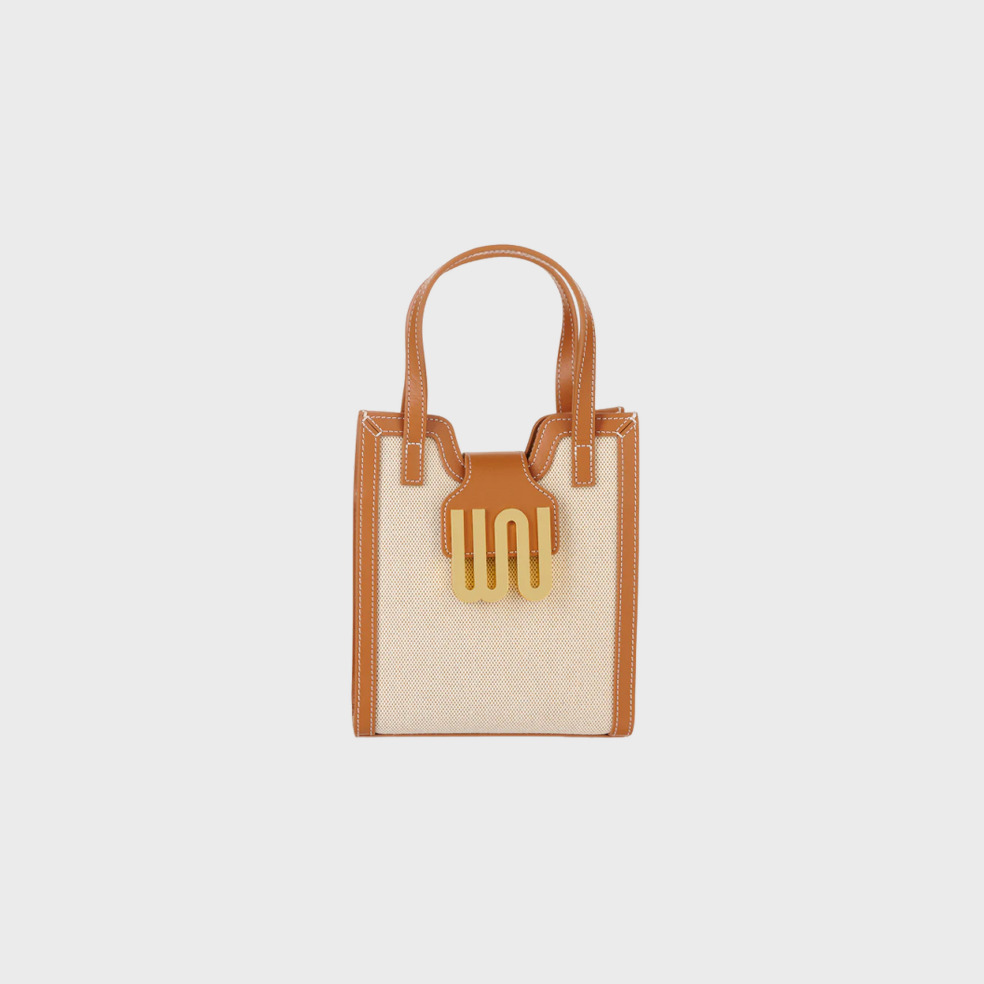 Azurite Honey tote in canvas with caramel leather