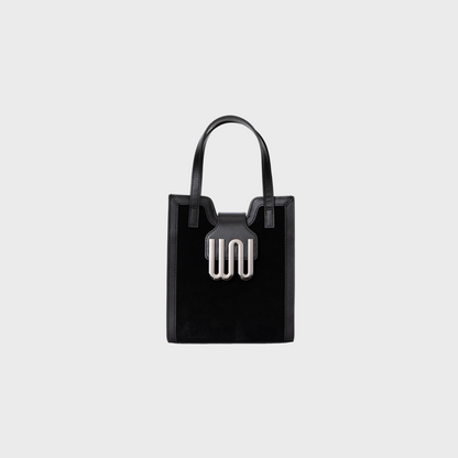 Azurite Noir tote in matte black leather