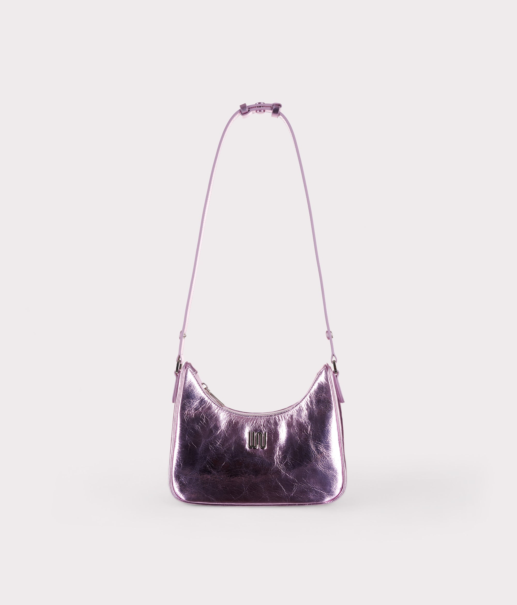 Onyx Rouge hobo bag in metallic mauve patent leather