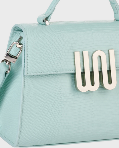Bronzite Lagoon silver WN logo and strap hardware detail