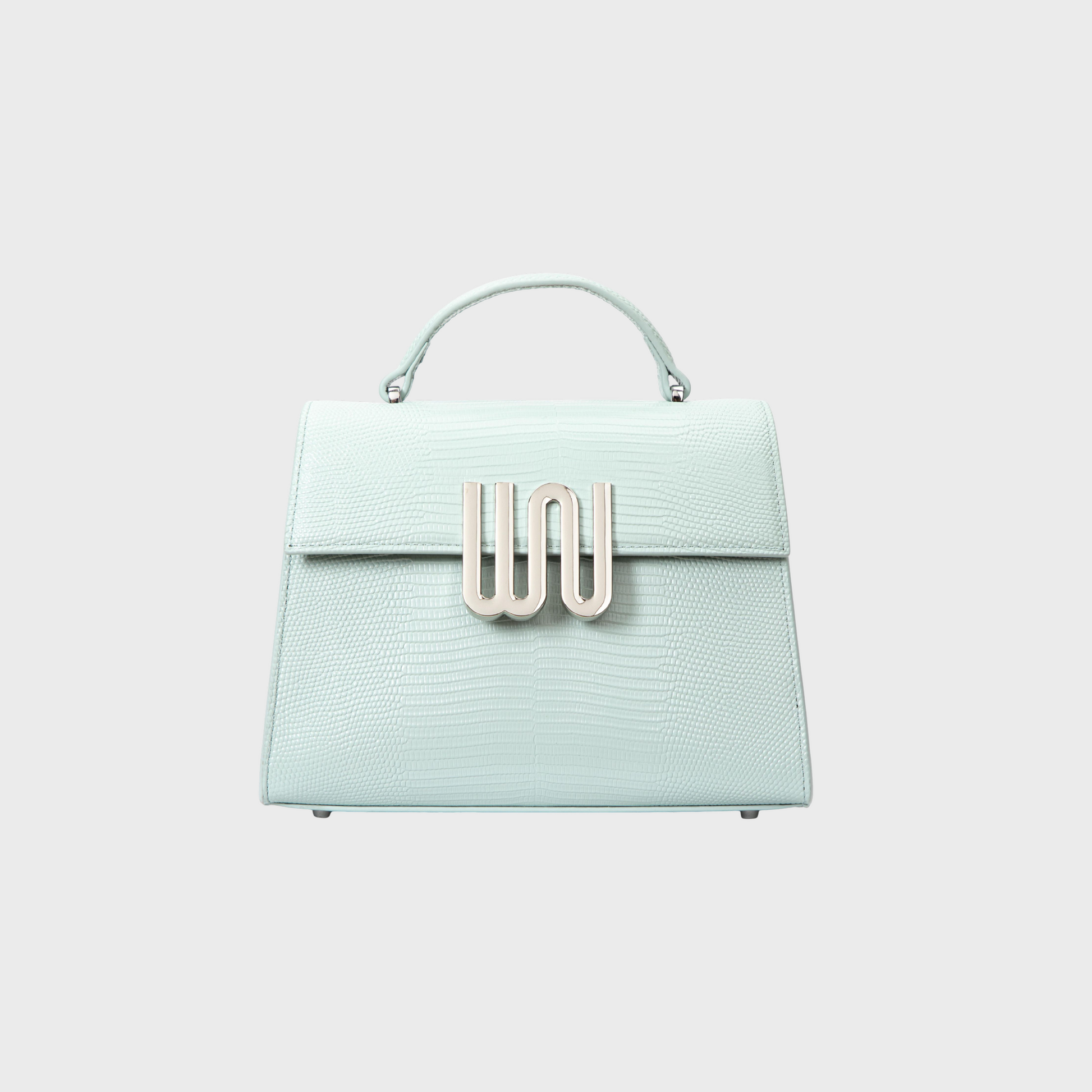 Bronzite Lagoon top handle bag in soft lagoon leather with crocodile embossing