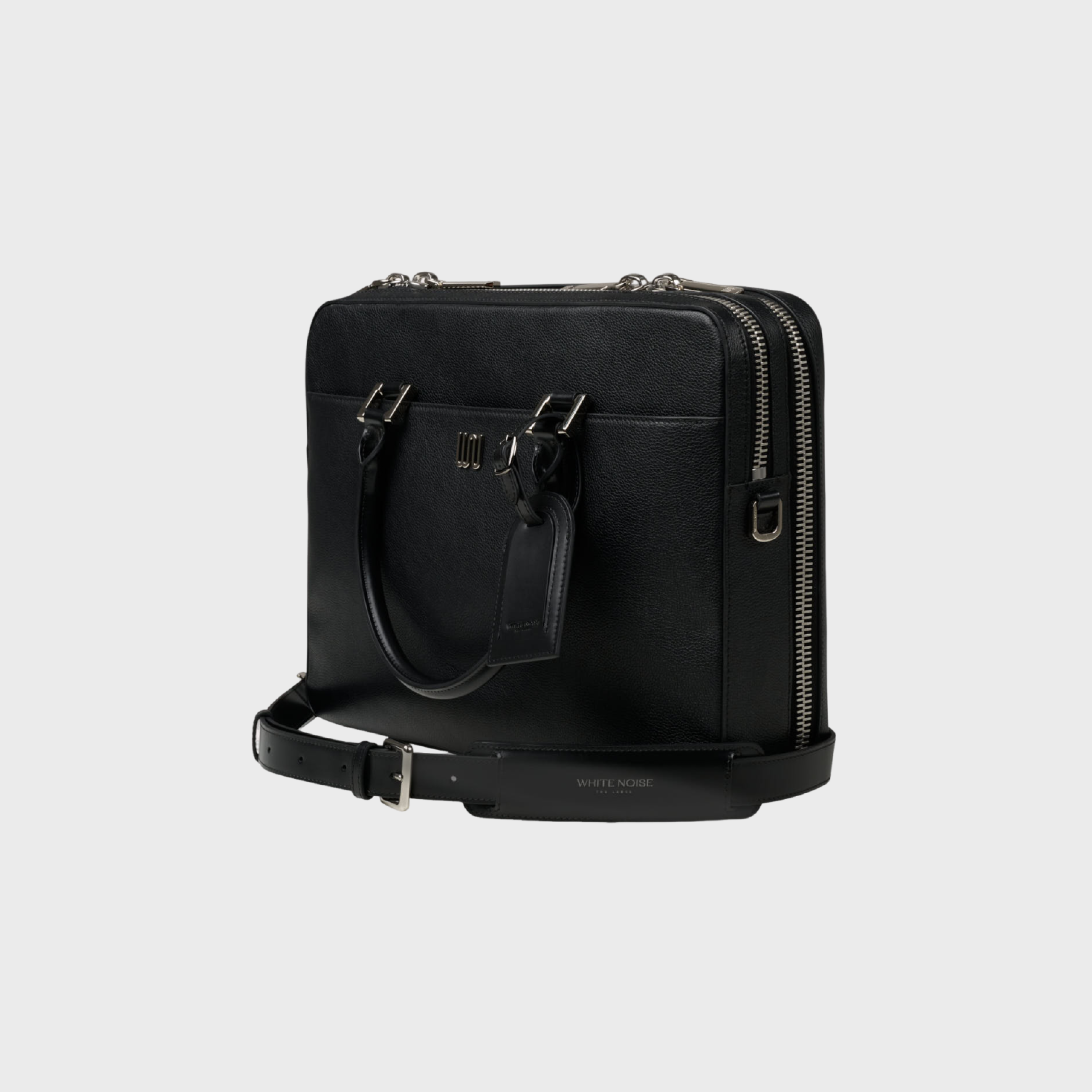 Jasper Noir briefcase in matte black pebbled leather