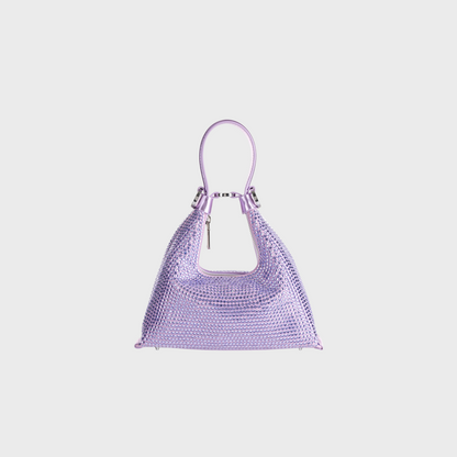 Lavender handbag on a light gray background