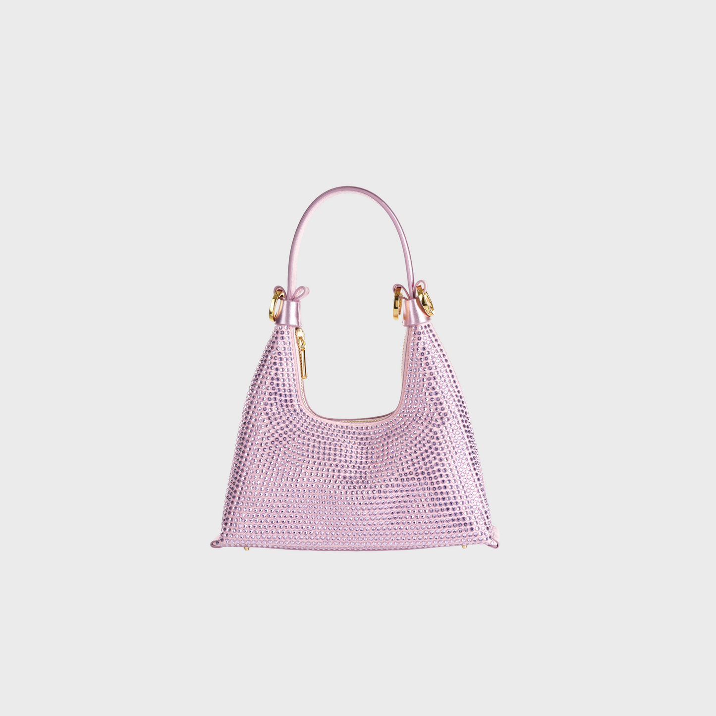Kunzite Rose hobo bag in soft rose leather with all-over crystal embellishment