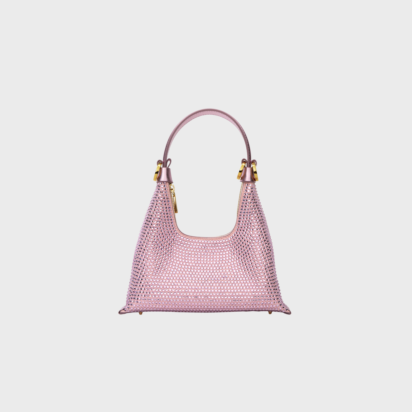 Kunzite Rose hobo bag in soft rose leather with all-over crystal embellishment