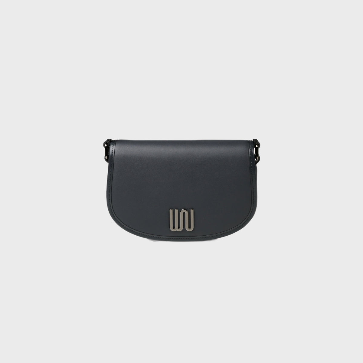 Black shoulder bag on a light gray background
