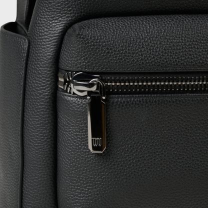 Malachite Noir backpack in matte black Togo leather