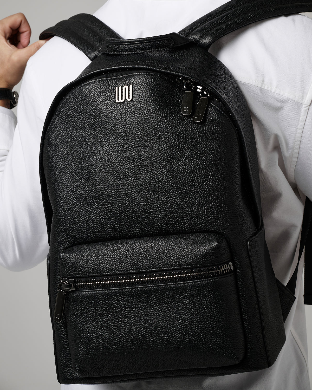 Malachite Noir backpack in matte black Togo leather