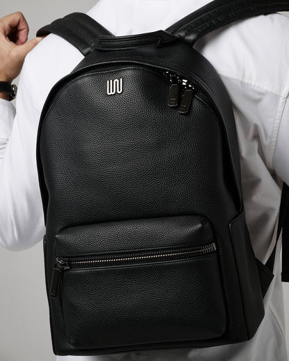 Malachite Noir backpack in matte black Togo leather