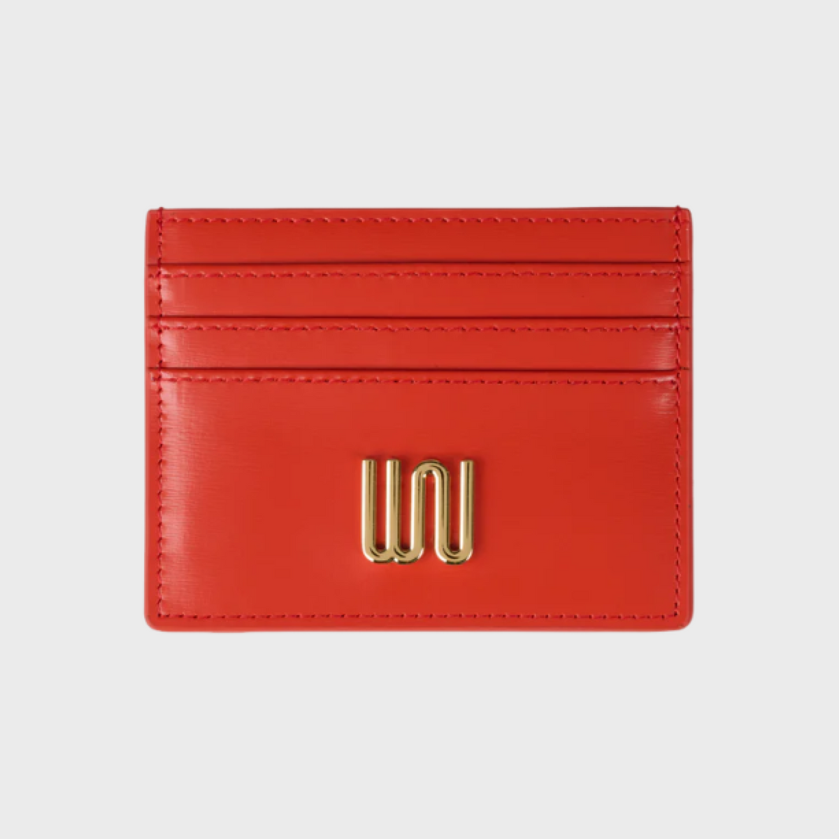 Moonstone Neon Flare card holder in coral-red leather