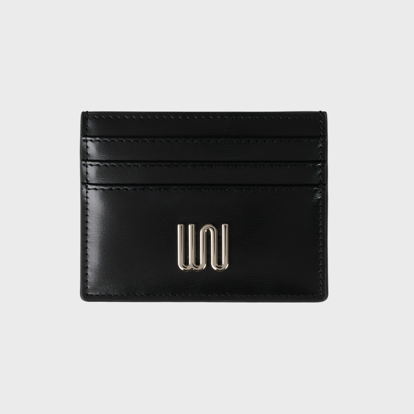 Moonstone Noir card holder in matte black leather