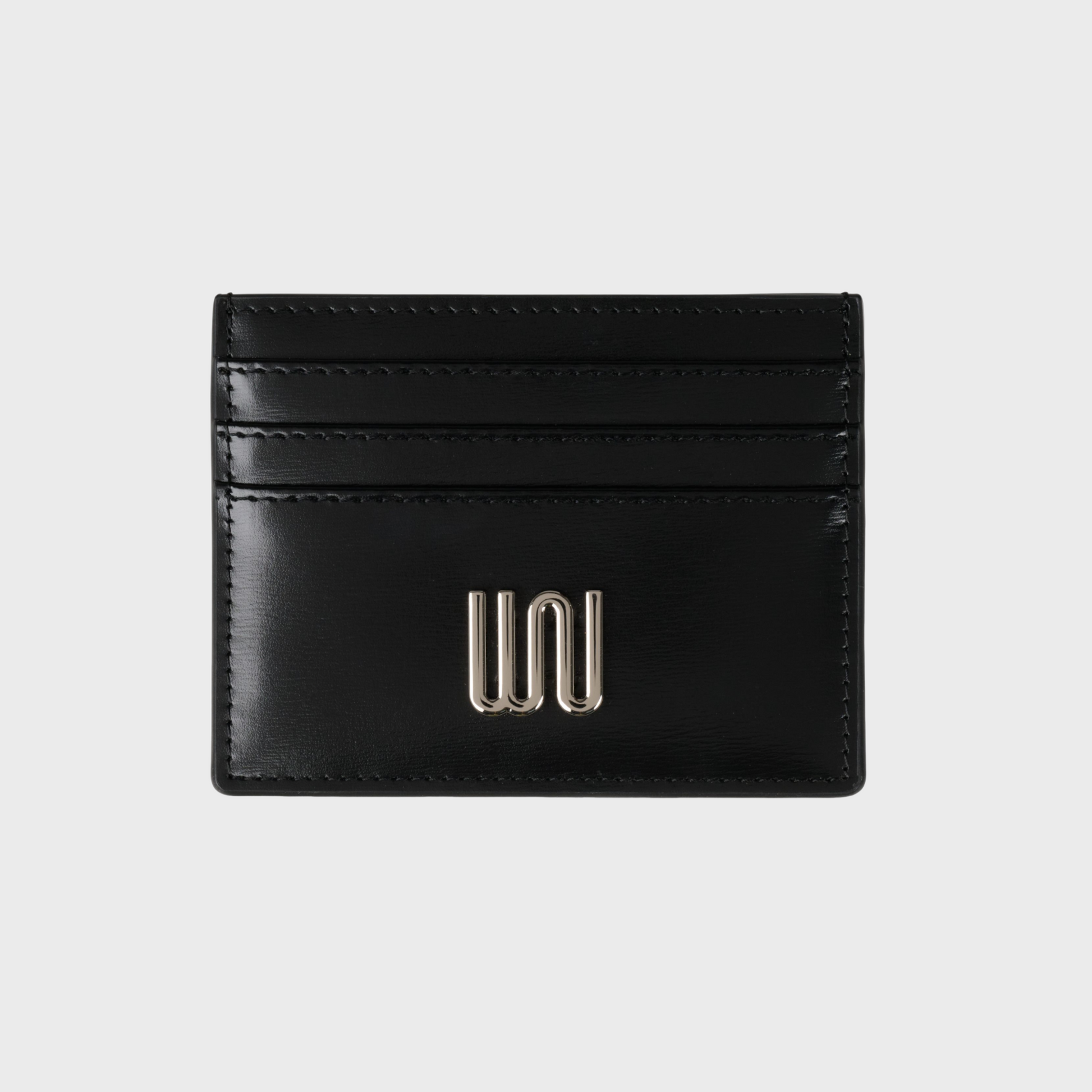 Moonstone Noir card holder in matte black leather