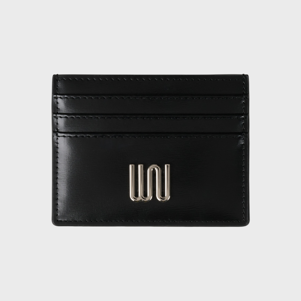 Moonstone Noir card holder in matte black leather