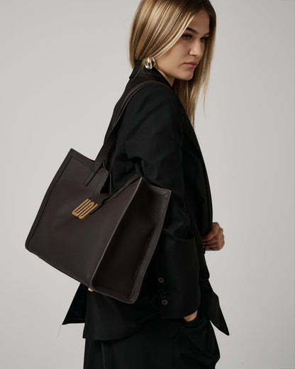 Obsidian Cocoa large tote in cocoa Togo leather