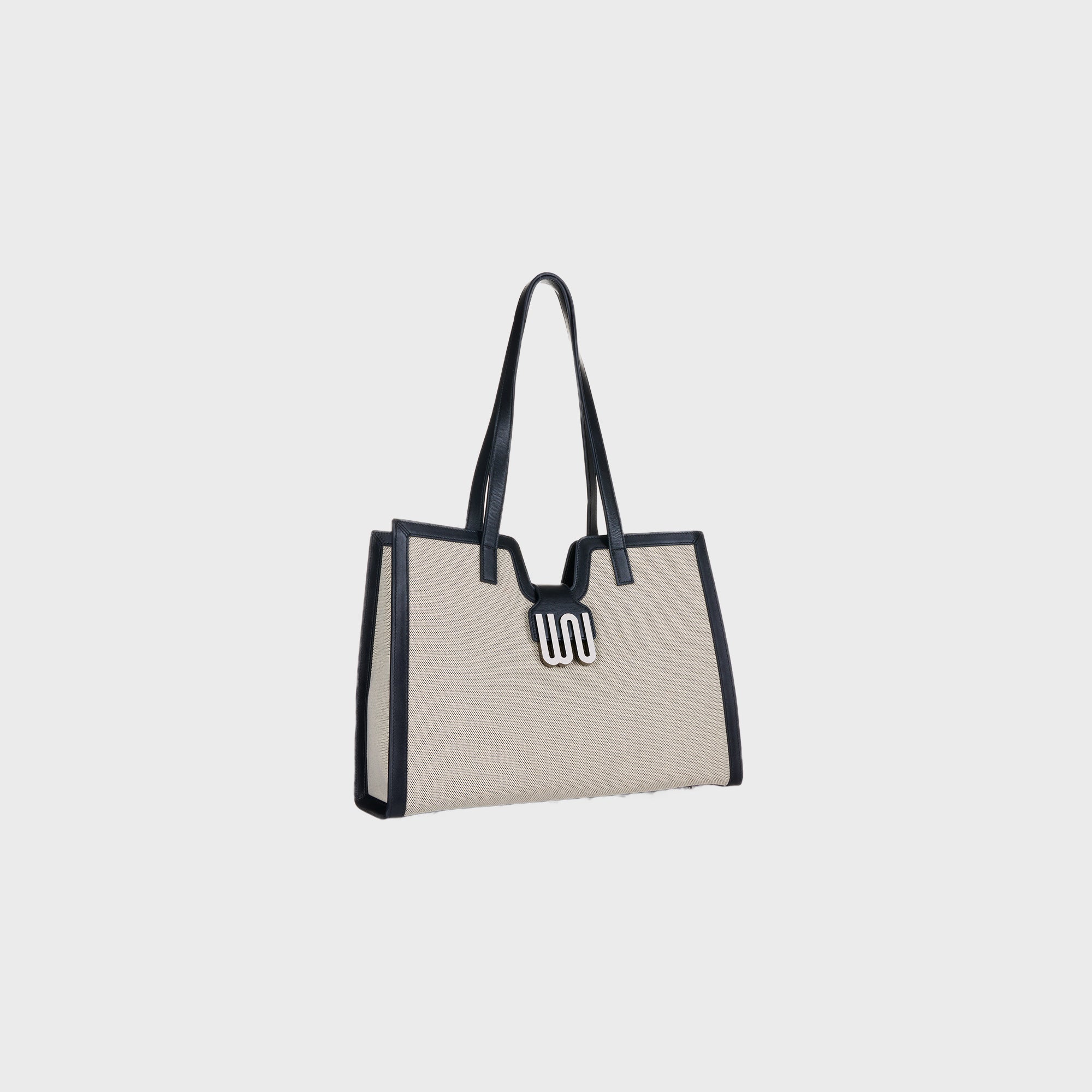 Obsidian Noir large tote in black leather and canvas