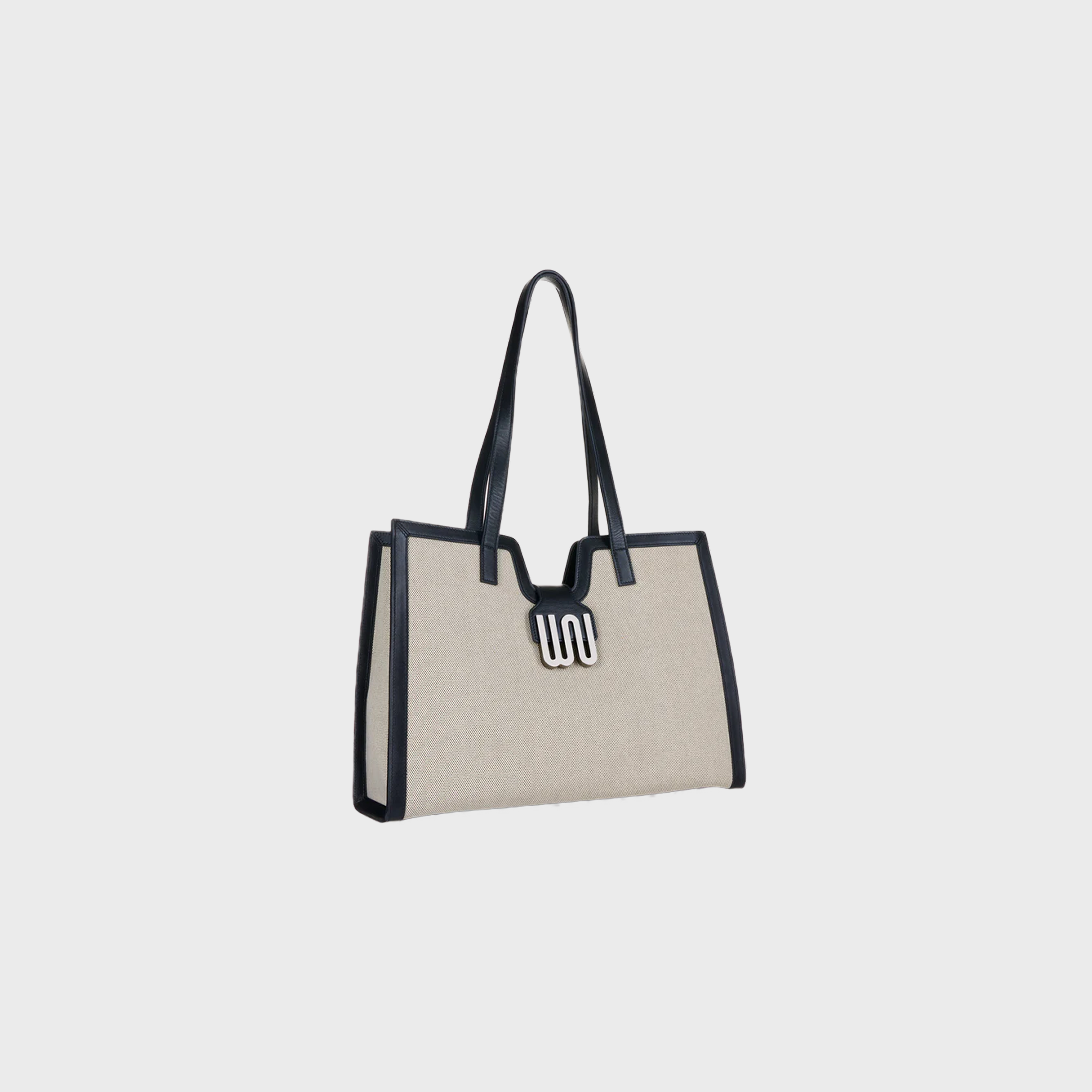 Obsidian Noir large tote in black leather and canvas