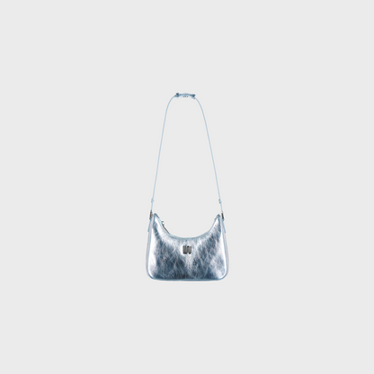 Onyx Aqua hobo bag in glossy aqua patent leather