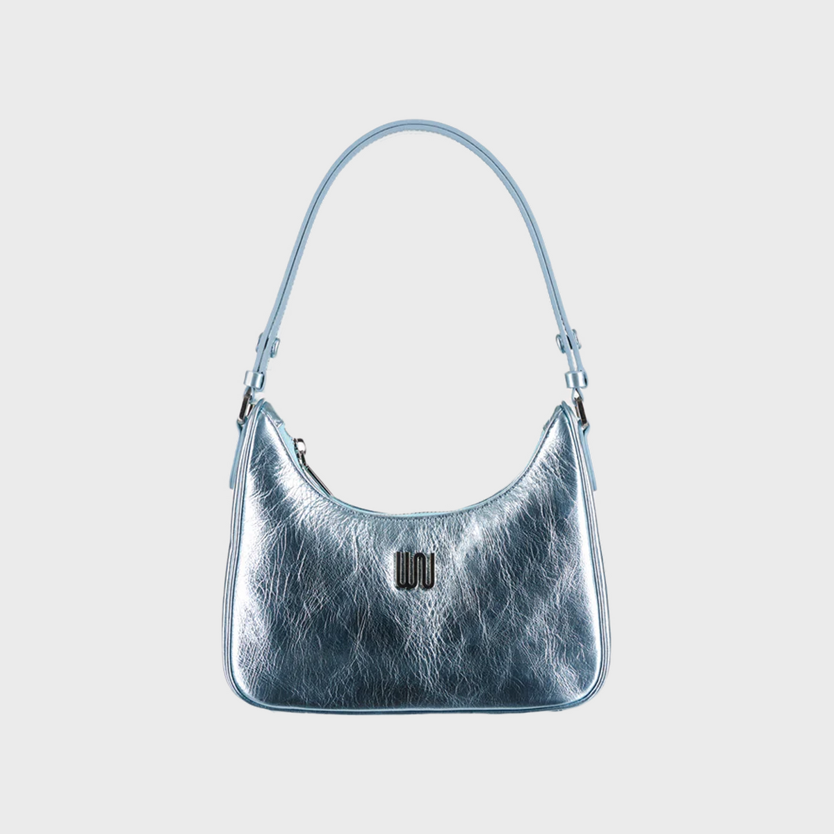 Onyx Aqua hobo bag in glossy aqua patent leather