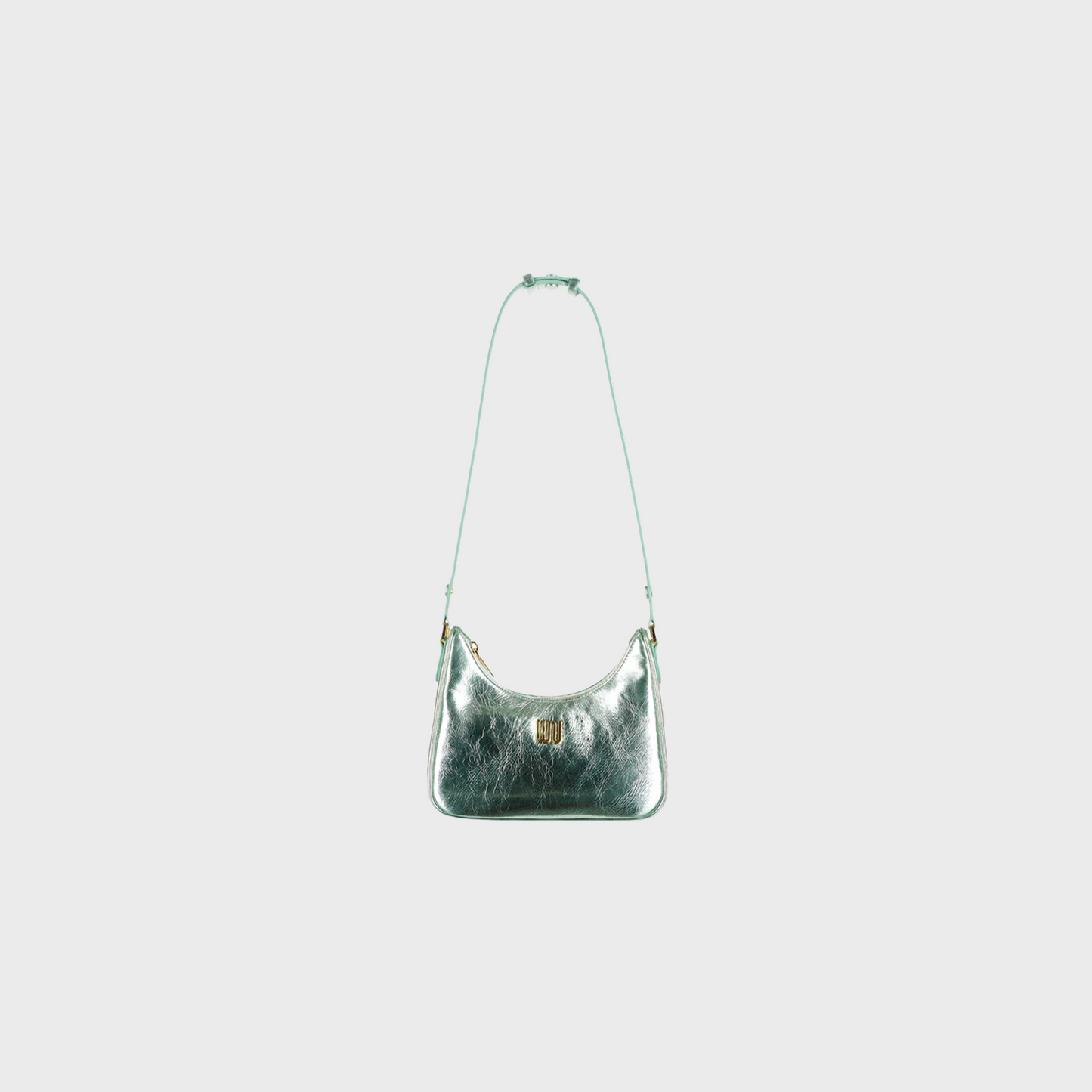 Onyx Pistachio hobo bag in glossy patent leather