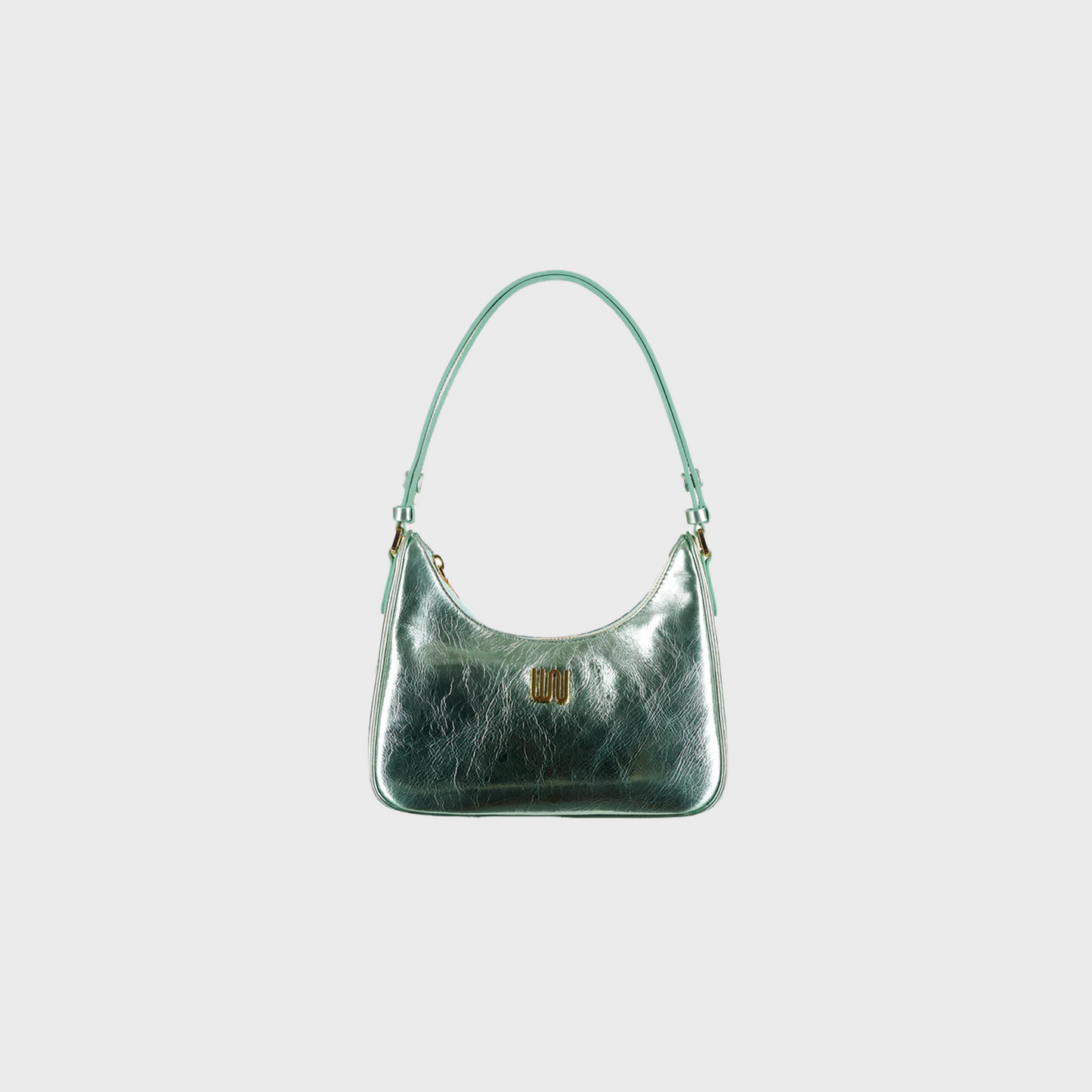 Onyx Pistachio hobo bag in glossy patent leather