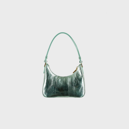 Onyx Pistachio hobo bag in glossy patent leather
