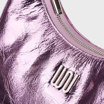Onyx Rouge hobo bag in metallic mauve patent leather