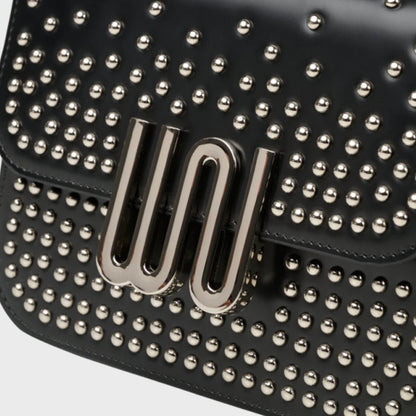 Pyrite Noir Studded shoulder bag in black leather