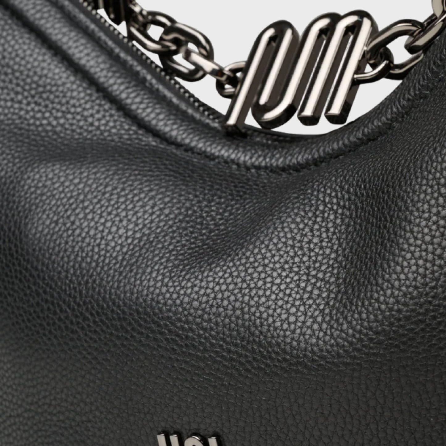 Phoenix Noir chain bag in matte grain leather
