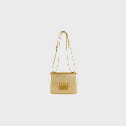 Pyrite Golden crossbody in radiant medium-grain leather