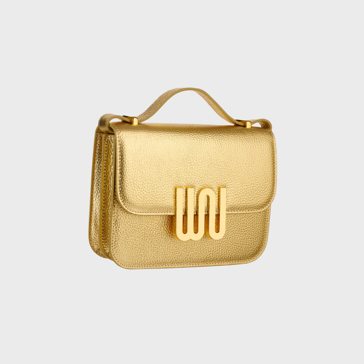 Pyrite Golden crossbody in radiant medium-grain leather