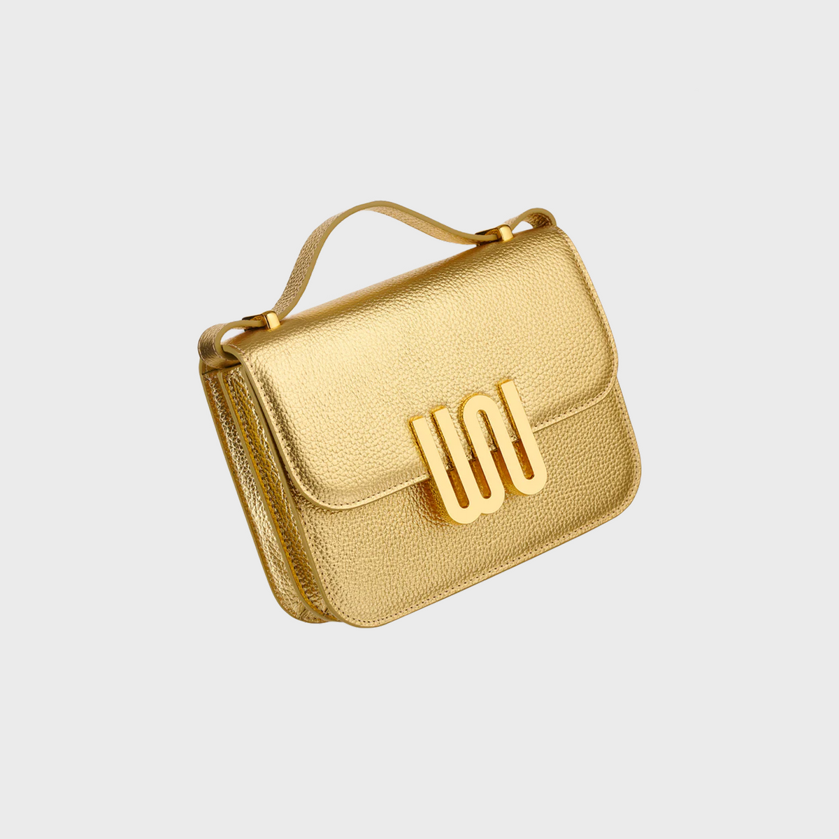 Pyrite Golden crossbody in radiant medium-grain leather