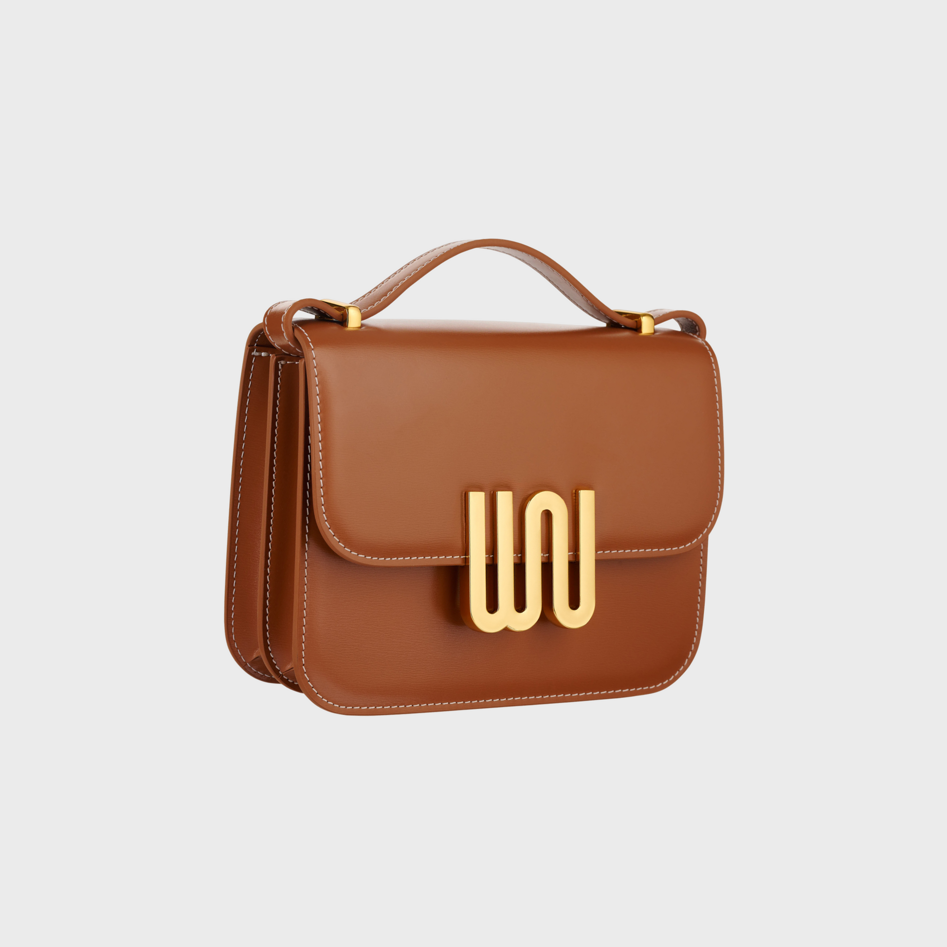 Pyrite Honey tan leather crossbody bag with gold hardware