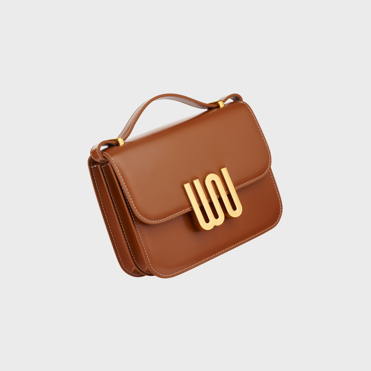 Pyrite Honey tan leather crossbody bag with gold hardware