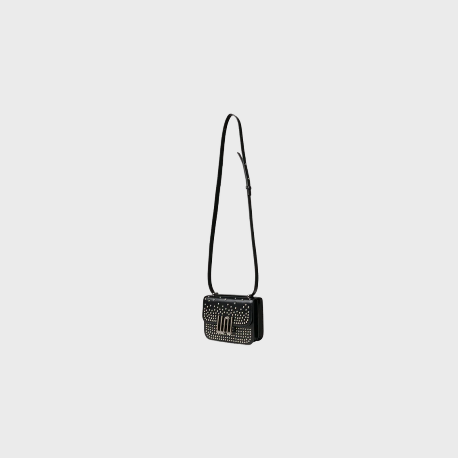 Pyrite Noir Studded shoulder bag in black leather