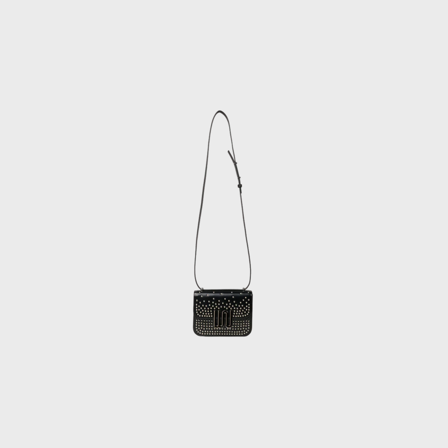 Pyrite Noir Studded shoulder bag in black leather