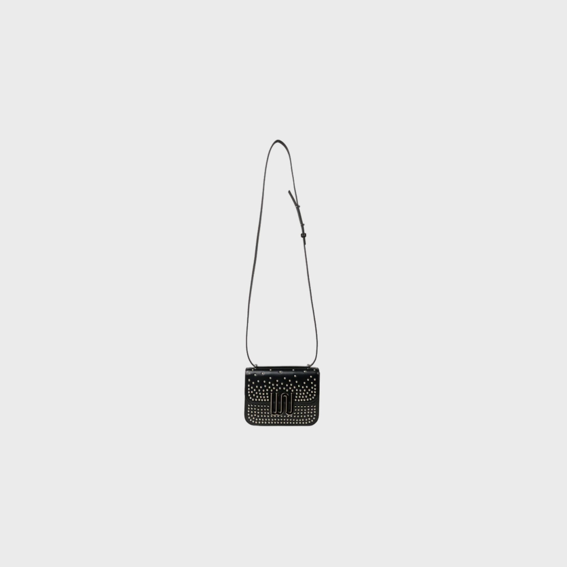 Pyrite Noir Studded shoulder bag in black leather